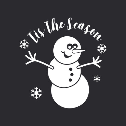 Vinyl Wall Art Decal - Tis The Season Snowman - 23" x 22" - Christmas Holiday Seasonal Decoration Sticker - Indoor Outdoor Home Office Wall Door Window Bedroom Workplace Decor Decals