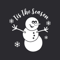 Vinyl Wall Art Decal - Tis The Season Snowman - 23" x 22" - Christmas Holiday Seasonal Decoration Sticker - Indoor Outdoor Home Office Wall Door Window Bedroom Workplace Decor Decals