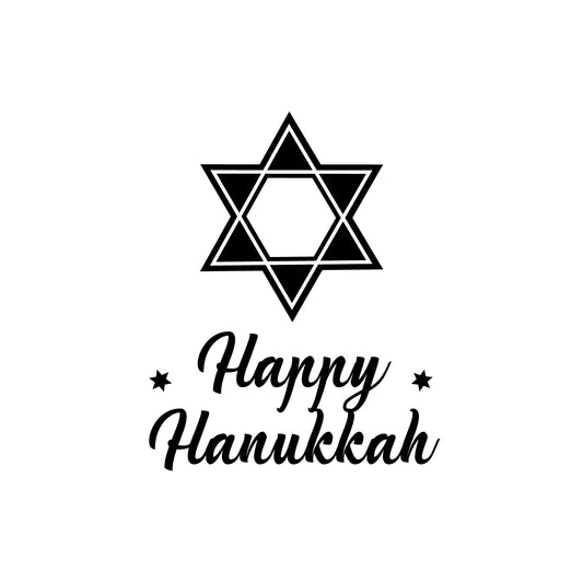 Vinyl Wall Art Decal - Happy Hanukkah - 28" x 22" - Star of David Jewish Holiday Decoration Sticker - Indoor Outdoor Home Office Wall Door Window Bedroom Workplace Decor Decals