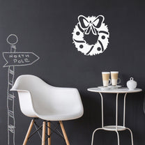 Vinyl Wall Art Decal - Cute Christmas Wreath Holiday Decor Seasonal for Indoor Outdoor Home Office Wall Door Window Bedroom Workplace