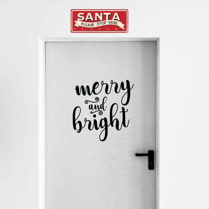 Vinyl Wall Art Decal - Merry and Bright - 21" x 21" - Christmas Seasonal Decoration Sticker - Indoor Outdoor Home Office Wall Door Window Bedroom Workplace Decor Decals