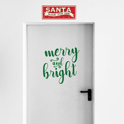 Vinyl Wall Art Decal - Merry and Bright - 21" x 21" - Christmas Seasonal Decoration Sticker - Indoor Outdoor Home Office Wall Door Window Bedroom Workplace Decor Decals