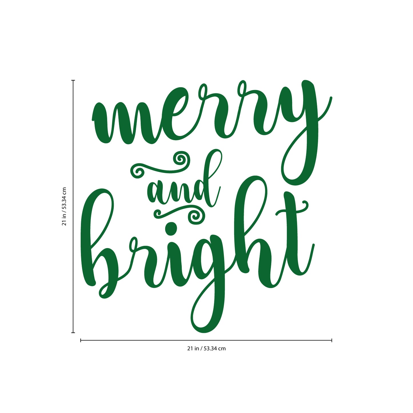 Vinyl Wall Art Decal - Merry and Bright - 21" x 21" - Christmas Seasonal Decoration Sticker - Indoor Outdoor Home Office Wall Door Window Bedroom Workplace Decor Decals