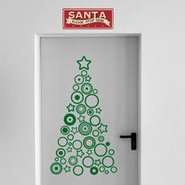 Vinyl Wall Art Decal - Circles and Stars Christmas Tree - 36" x 20" - Seasonal Holiday Decor Sticker - Indoor Outdoor Home Office Wall Door Window Bedroom Workplace Decals