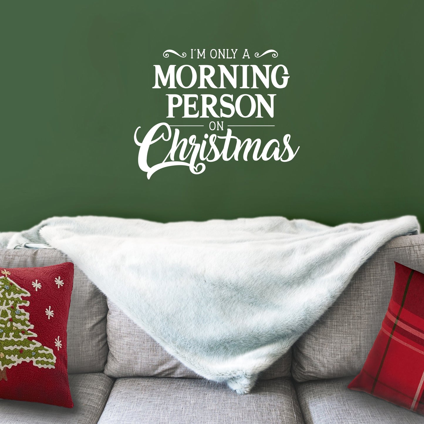 Vinyl Wall Art Decal - I’m Only A Morning Person On Christmas - 18" x 23" - Seasonal Holiday Decor Sticker - Indoor Outdoor Home Office Wall Door Window Bedroom Workplace Decals