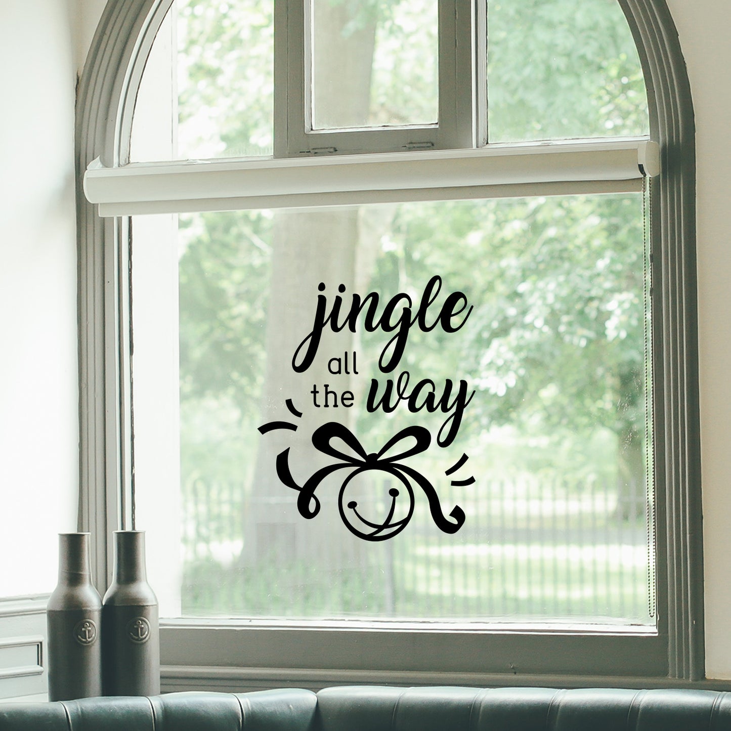 Vinyl Wall Art Decal - Jingle All The Way - 22.5" x 18" - Christmas Seasonal Holiday Decoration Sticker - Indoor Outdoor Home Office Wall Door Window Bedroom Workplace Decals