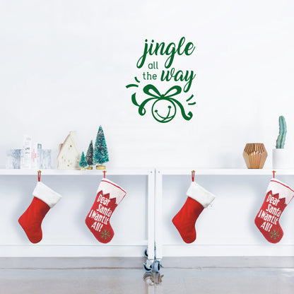 Vinyl Wall Art Decal - Jingle All The Way - 22.5" x 18" - Christmas Seasonal Holiday Decoration Sticker - Indoor Outdoor Home Office Wall Door Window Bedroom Workplace Decals