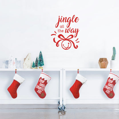 Vinyl Wall Art Decal - Jingle All The Way - 22.5" x 18" - Christmas Seasonal Holiday Decoration Sticker - Indoor Outdoor Home Office Wall Door Window Bedroom Workplace Decals