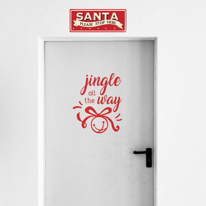 Vinyl Wall Art Decal - Jingle All The Way - 22.5" x 18" - Christmas Seasonal Holiday Decoration Sticker - Indoor Outdoor Home Office Wall Door Window Bedroom Workplace Decals