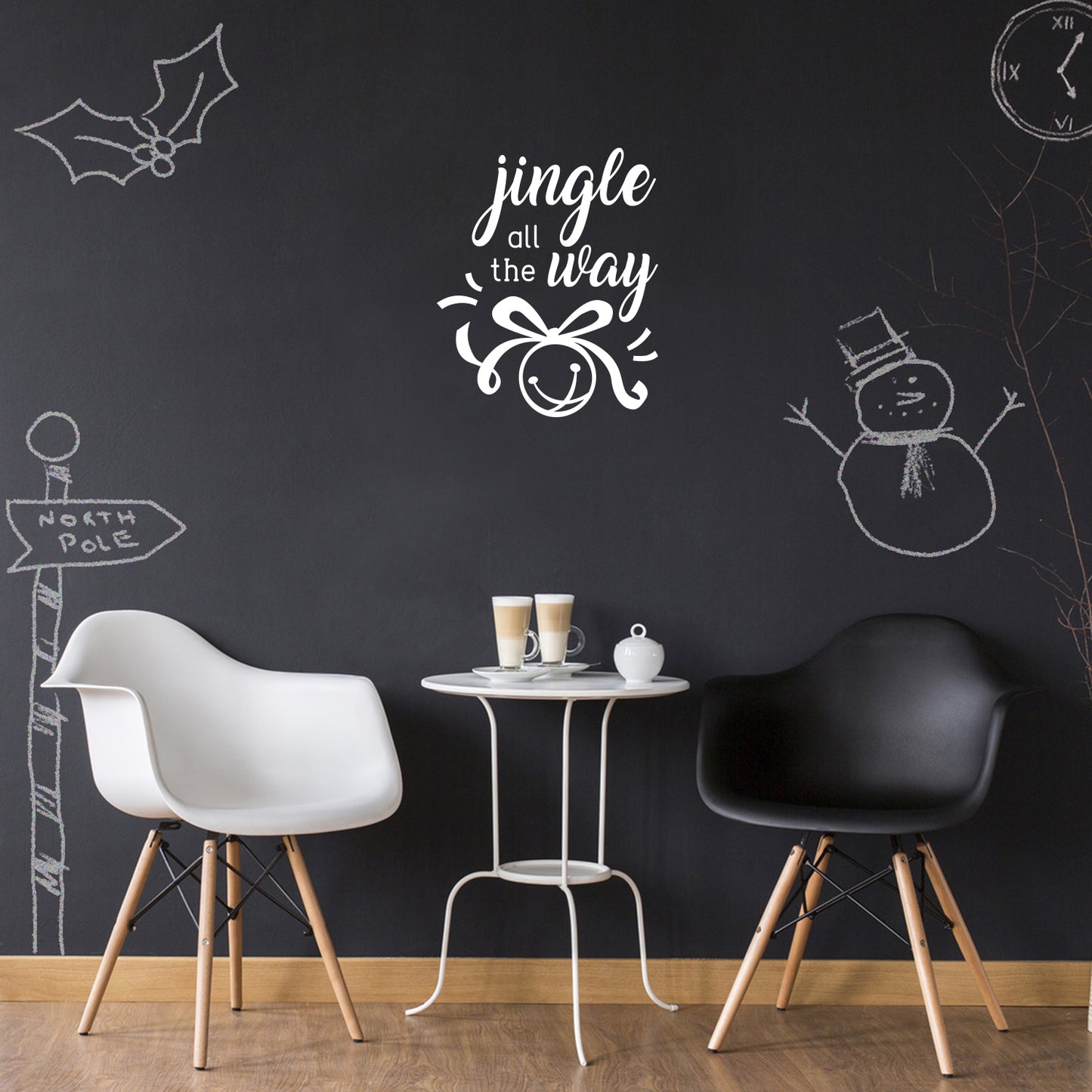 Vinyl Wall Art Decal - Jingle All The Way - 22.5" x 18" - Christmas Seasonal Holiday Decoration Sticker - Indoor Outdoor Home Office Wall Door Window Bedroom Workplace Decals