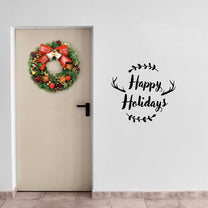 Vinyl Wall Art Decal - Happy Holidays - 20" x 22" - Winter Christmas Seasonal Holiday Decoration Sticker - Indoor Outdoor Home Office Wall Door Window Bedroom Workplace Decals