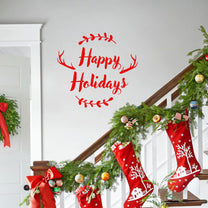 Vinyl Wall Art Decal - Happy Holidays - 20" x 22" - Winter Christmas Seasonal Holiday Decoration Sticker - Indoor Outdoor Home Office Wall Door Window Bedroom Workplace Decals