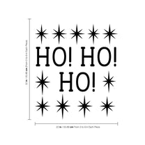 Vinyl Wall Art Decal - Ho Ho Ho and Stars - 22" x 22" - Christmas Seasonal Decoration Sticker - Indoor Outdoor Window Home Living Room Bedroom Apartment Office Door Decor