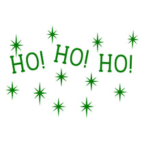 Vinyl Wall Art Decal - Ho Ho Ho and Stars - 22" x 22" - Christmas Seasonal Decoration Sticker - Indoor Outdoor Window Home Living Room Bedroom Apartment Office Door Decor