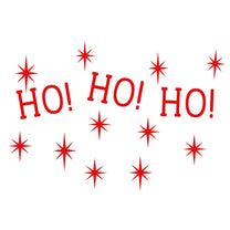 Vinyl Wall Art Decal - Ho Ho Ho and Stars - 22" x 22" - Christmas Seasonal Decoration Sticker - Indoor Outdoor Window Home Living Room Bedroom Apartment Office Door Decor