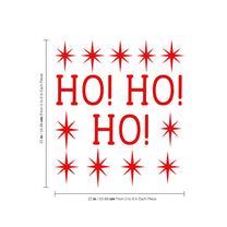 Vinyl Wall Art Decal - Ho Ho Ho and Stars - 22" x 22" - Christmas Seasonal Decoration Sticker - Indoor Outdoor Window Home Living Room Bedroom Apartment Office Door Decor