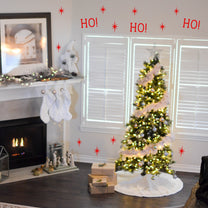 Vinyl Wall Art Decal - Ho Ho Ho and Stars - 22" x 22" - Christmas Seasonal Decoration Sticker - Indoor Outdoor Window Home Living Room Bedroom Apartment Office Door Decor