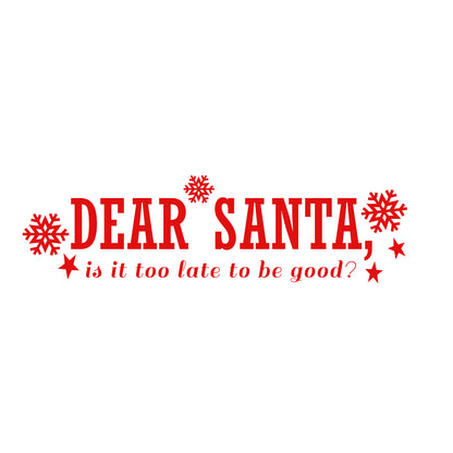 Vinyl Wall Art Decal - Dear Santa - 6" x 22.5" - Snowflakes Christmas Seasonal Holiday Decoration Sticker - Indoor Outdoor Home Office Wall Door Window Bedroom Workplace Decals