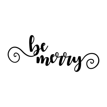 Vinyl Wall Art Decal - Be Merry - 9" x 22.5" - Cursive Christmas Seasonal Holiday Decoration Sticker - Indoor Outdoor Home Office Wall Window Door Decoration Adhesive Decals