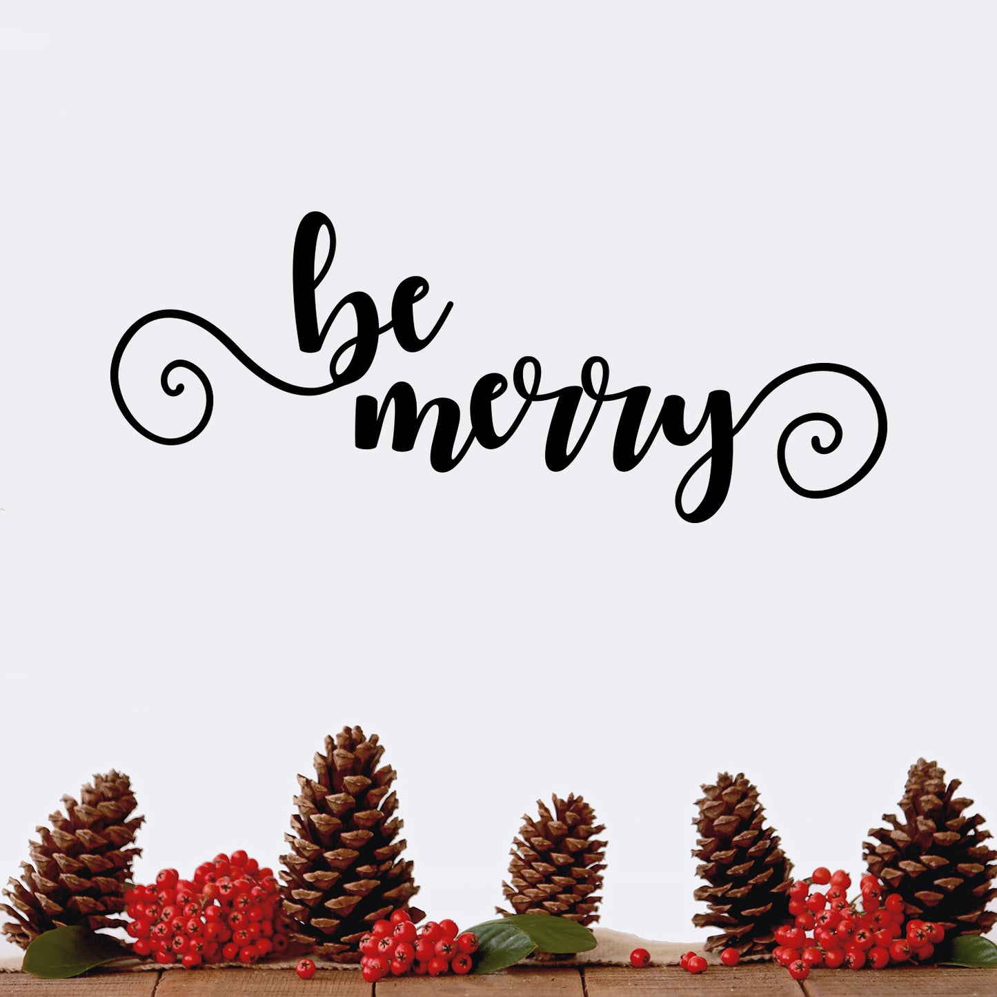 Vinyl Wall Art Decal - Be Merry - 9" x 22.5" - Cursive Christmas Seasonal Holiday Decoration Sticker - Indoor Outdoor Home Office Wall Window Door Decoration Adhesive Decals