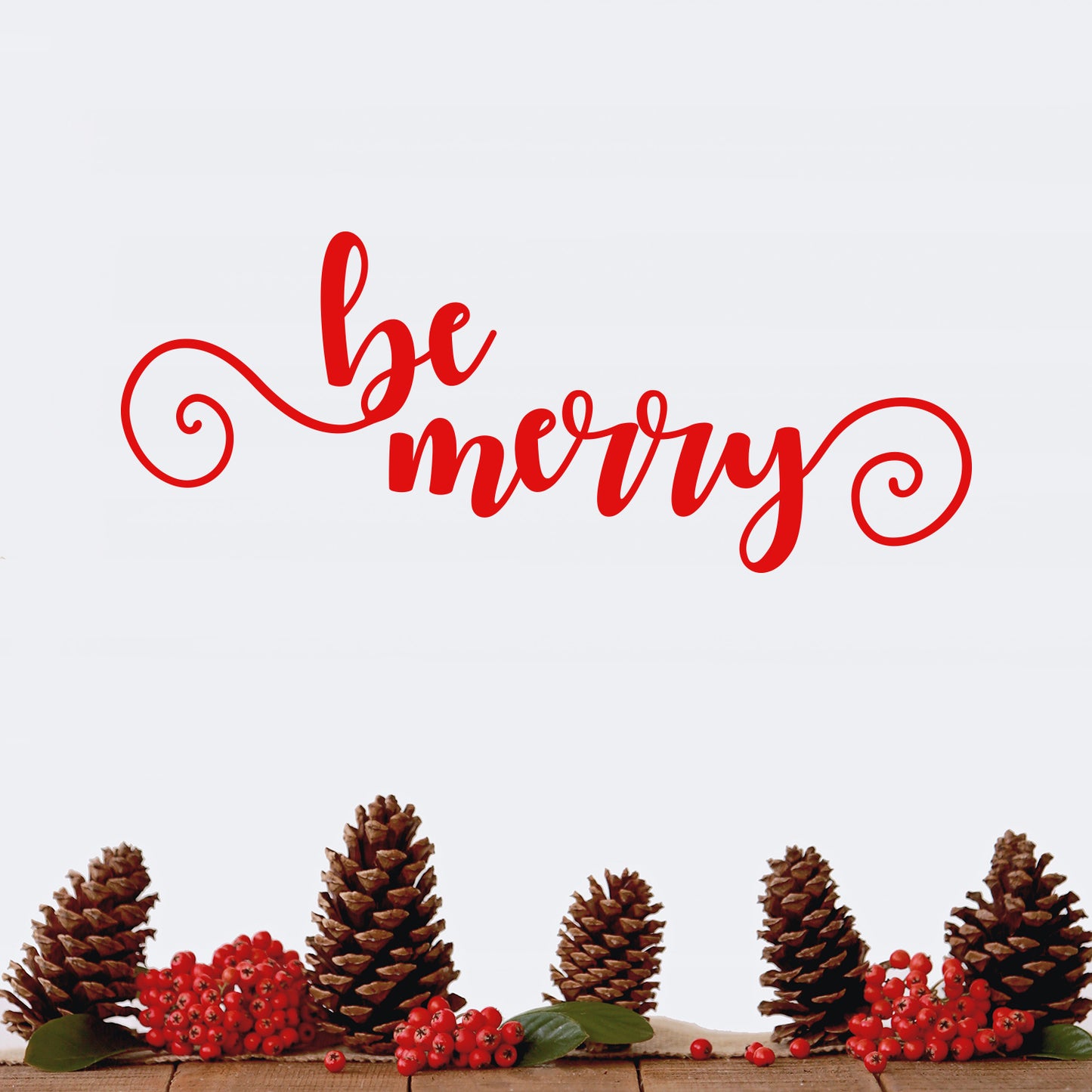 Vinyl Wall Art Decal - Be Merry - 9" x 22.5" - Cursive Christmas Seasonal Holiday Decoration Sticker - Indoor Outdoor Home Office Wall Window Door Decoration Adhesive Decals