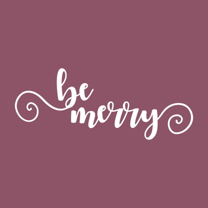 Vinyl Wall Art Decal - Be Merry - 9" x 22.5" - Cursive Christmas Seasonal Holiday Decoration Sticker - Indoor Outdoor Home Office Wall Window Door Decoration Adhesive Decals