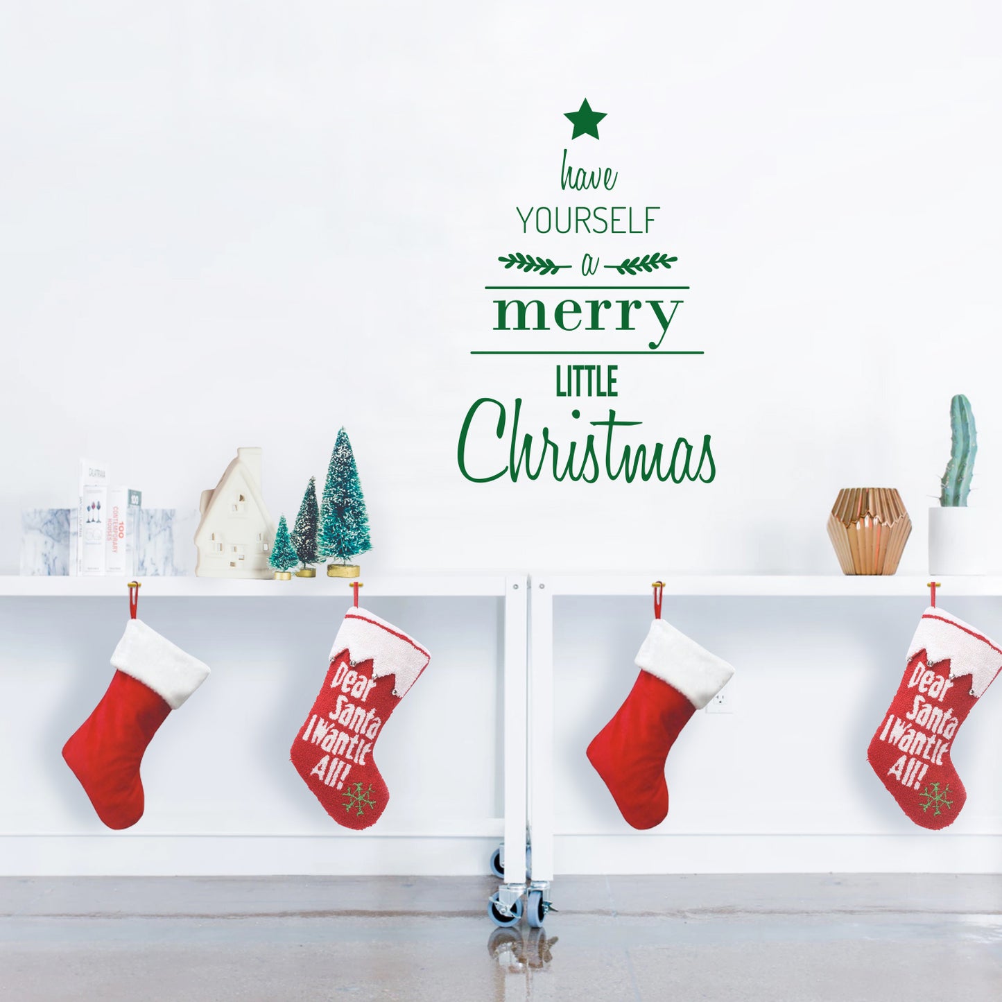 Vinyl Wall Art Decal - Have Yourself A Merry Little Christmas - 34" x 23" - Seasonal Holiday Sticker - Indoor Window Home Living Room Bedroom Apartment Office Workplace Door Decor