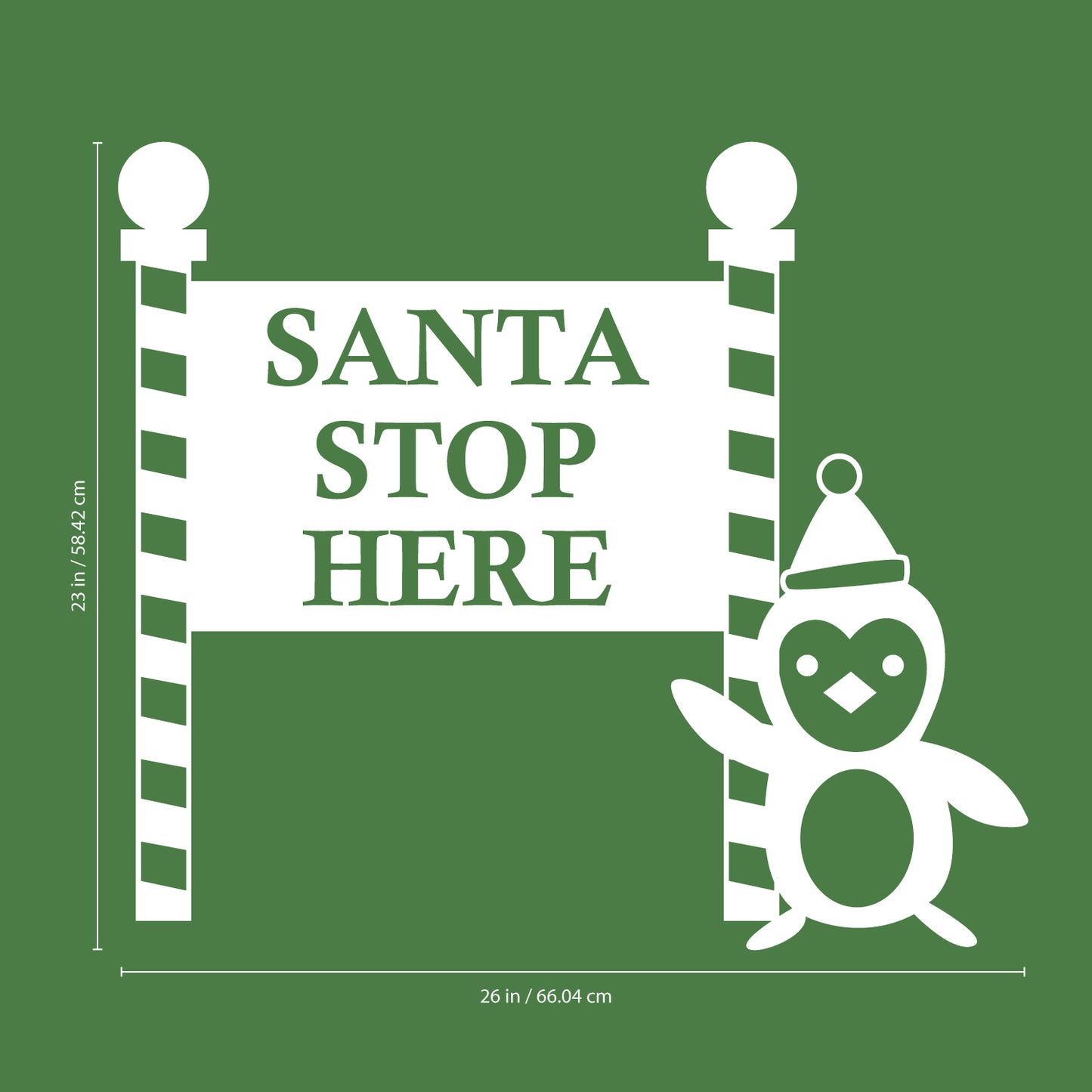 Vinyl Wall Art Decal - Santa Stop with Penguin Sign - 23" x 26" - Holiday Seasonal Sticker - Indoor Outdoor Home Apartment Office Wall Door Window Bedroom Workplace Decor Decals