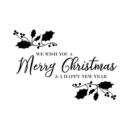 Vinyl Wall Art Decal - We Wish You A Merry Christmas - 22.5" x 32" - Christmas Holiday Seasonal Sticker - Indoor Home Apartment Wall Door Window Bedroom Workplace Decor Decals