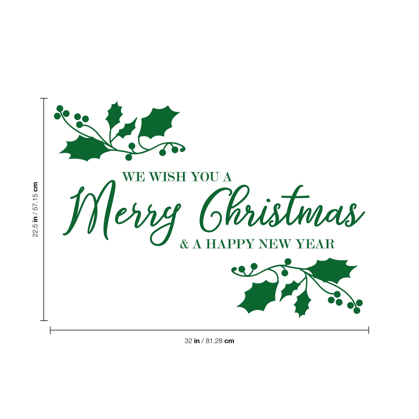 Vinyl Wall Art Decal - We Wish You A Merry Christmas - 22.5" x 32" - Christmas Holiday Seasonal Sticker - Indoor Home Apartment Wall Door Window Bedroom Workplace Decor Decals