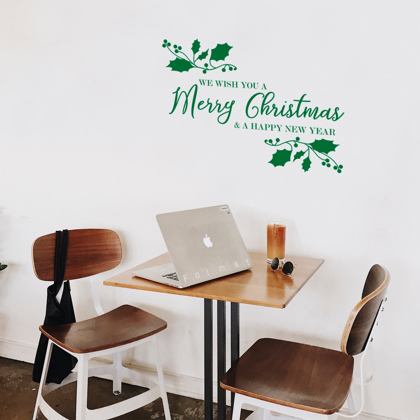 Vinyl Wall Art Decal - We Wish You A Merry Christmas - 22.5" x 32" - Christmas Holiday Seasonal Sticker - Indoor Home Apartment Wall Door Window Bedroom Workplace Decor Decals