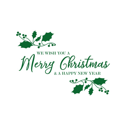 Vinyl Wall Art Decal - We Wish You A Merry Christmas - 22.5" x 32" - Christmas Holiday Seasonal Sticker - Indoor Home Apartment Wall Door Window Bedroom Workplace Decor Decals