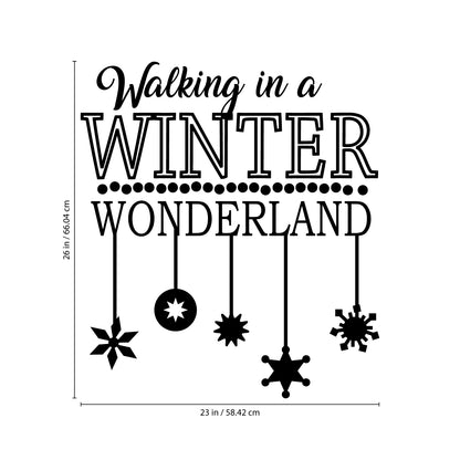 Vinyl Wall Art Decal - Walking in A Winter Wonderland - 26" x 23" - Christmas Holiday Seasonal Sticker - Indoor Home Apartment Office Wall Door Bedroom Workplace Decor Decals