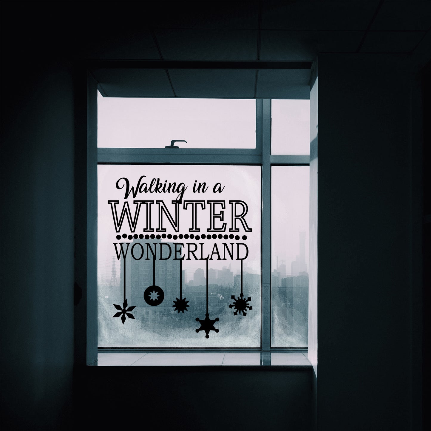 Vinyl Wall Art Decal - Walking in A Winter Wonderland - 26" x 23" - Christmas Holiday Seasonal Sticker - Indoor Home Apartment Office Wall Door Bedroom Workplace Decor Decals