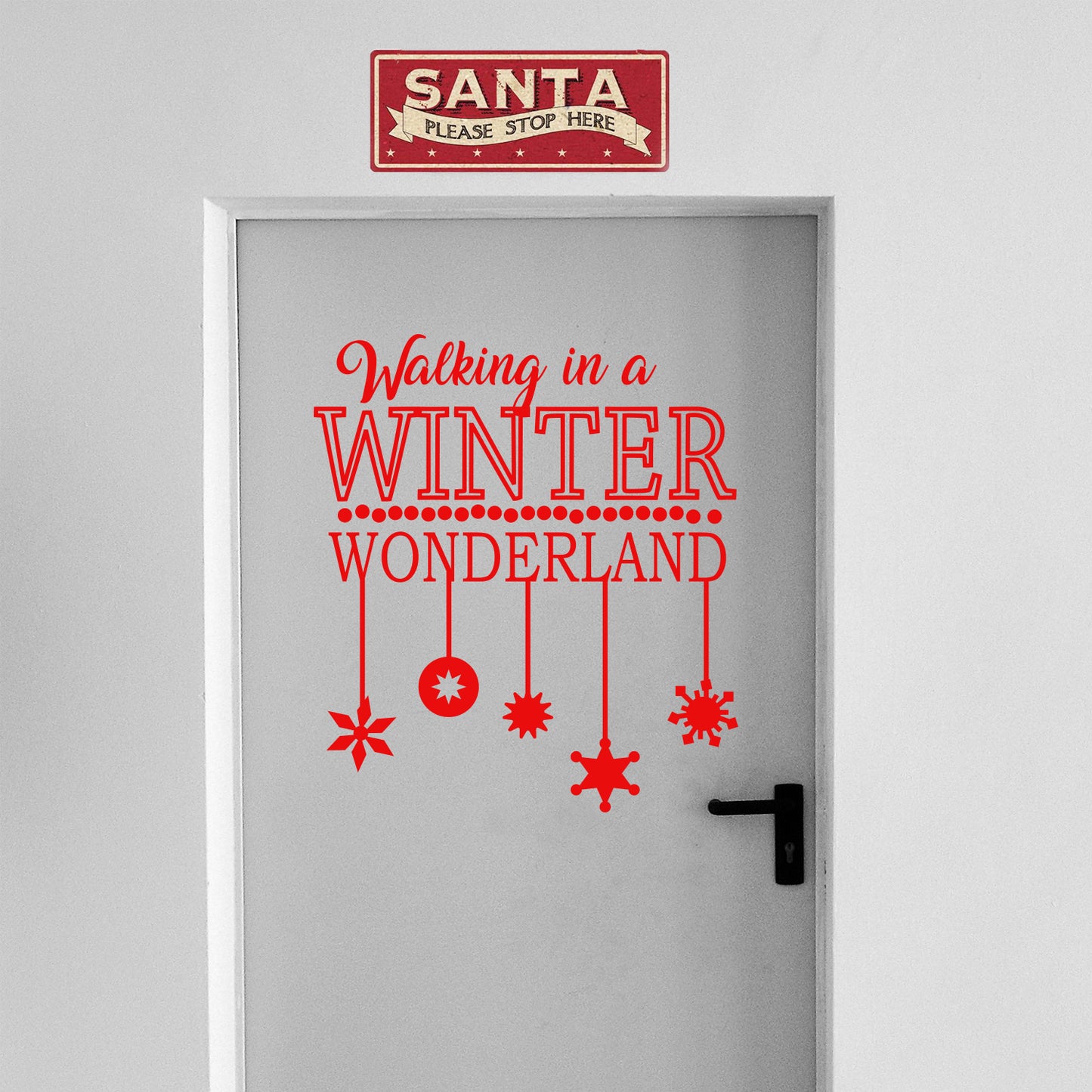 Vinyl Wall Art Decal - Walking in A Winter Wonderland - 26" x 23" - Christmas Holiday Seasonal Sticker - Indoor Home Apartment Office Wall Door Bedroom Workplace Decor Decals