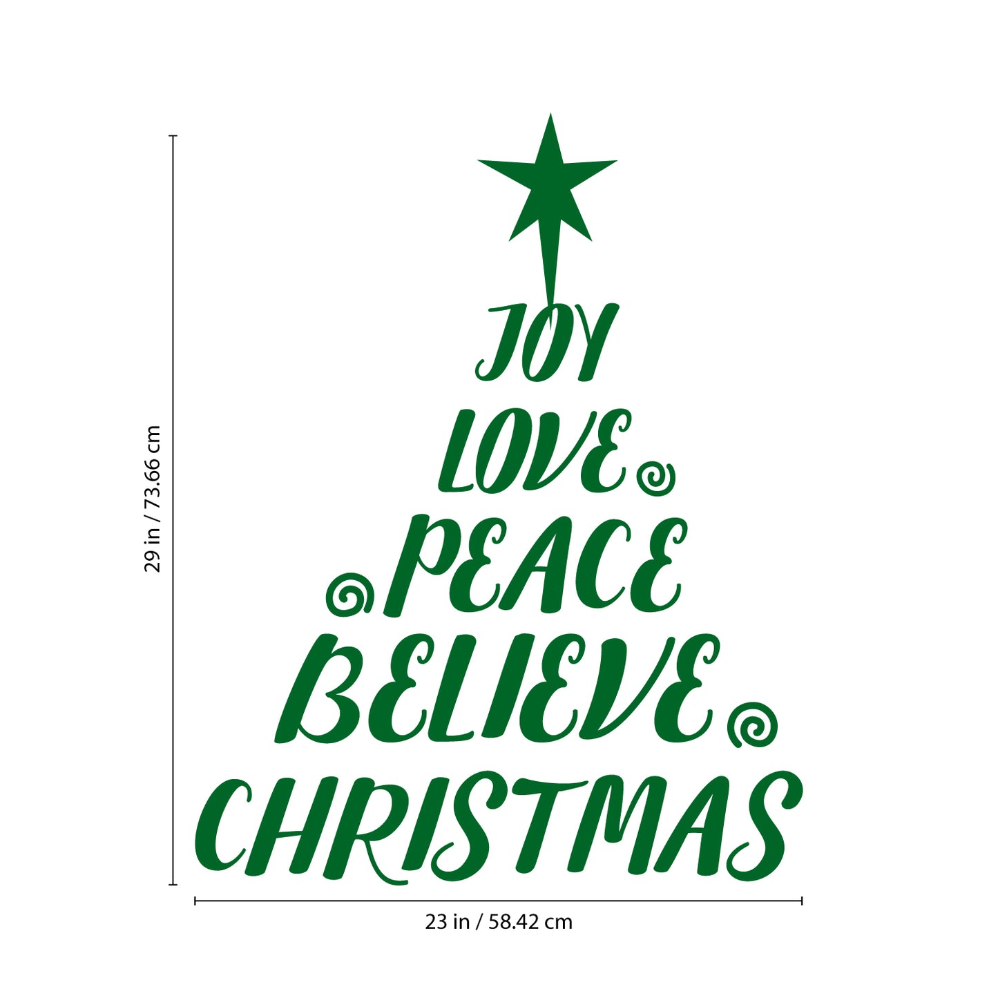 Vinyl Wall Art Decal - Christmas Tree Words - 29" x 23" - Holiday Seasonal Sticker Decoration - Indoor Home Apartment Office Wall Door Window Bedroom Workplace Decor Decals