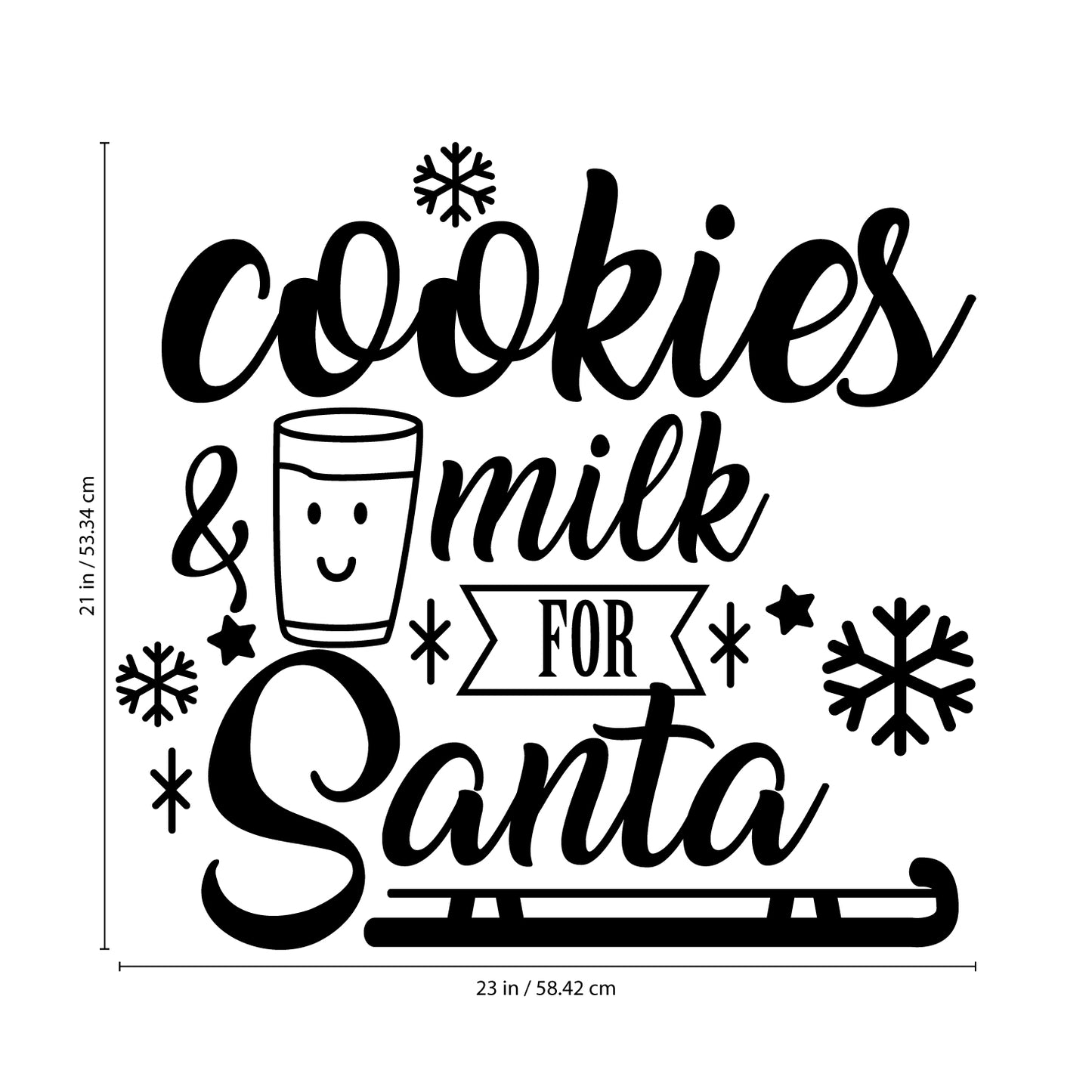 Vinyl Wall Art Decal - Cookies and Milk for Santa - 21" x 23" - Christmas Holiday Seasonal Sticker - Indoor Home Apartment Office Wall Door Window Bedroom Workplace Decor Decals