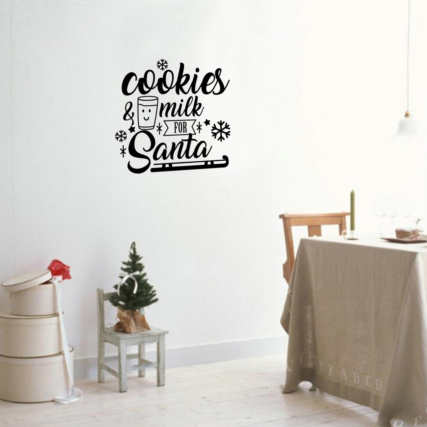 Vinyl Wall Art Decal - Cookies and Milk for Santa - 21" x 23" - Christmas Holiday Seasonal Sticker - Indoor Home Apartment Office Wall Door Window Bedroom Workplace Decor Decals