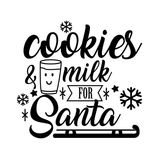 Vinyl Wall Art Decal - Cookies and Milk for Santa - 21" x 23" - Christmas Holiday Seasonal Sticker - Indoor Home Apartment Office Wall Door Window Bedroom Workplace Decor Decals