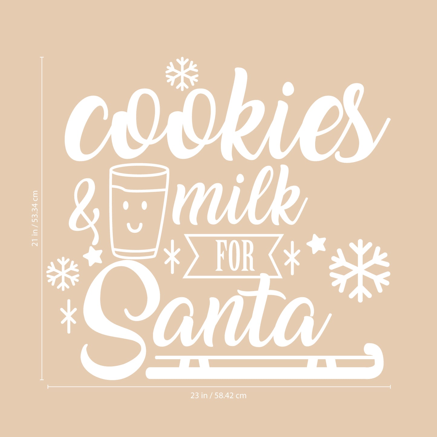 Vinyl Wall Art Decal - Cookies and Milk for Santa - 21" x 23" - Christmas Holiday Seasonal Sticker - Indoor Home Apartment Office Wall Door Window Bedroom Workplace Decor Decals