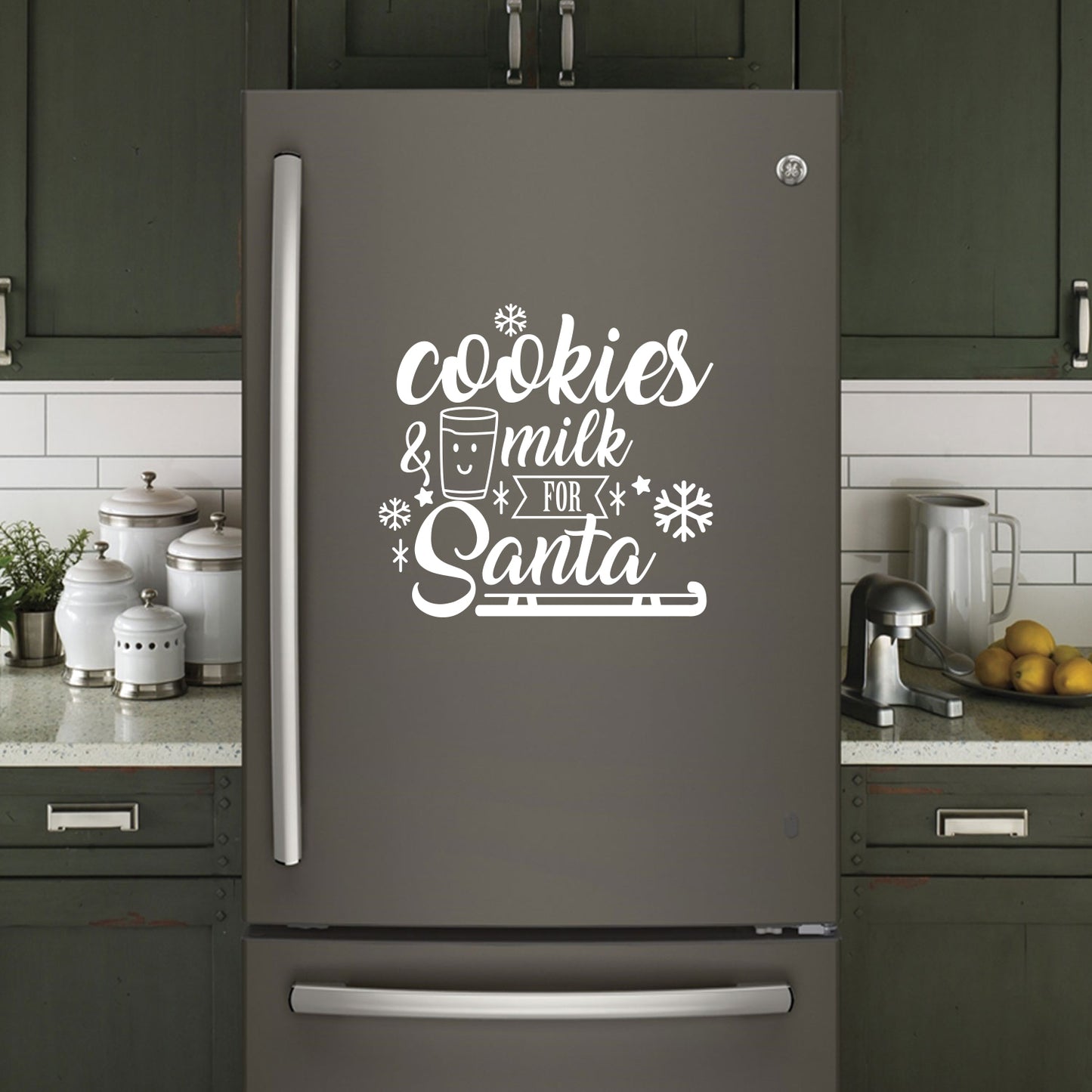 Vinyl Wall Art Decal - Cookies and Milk for Santa - 21" x 23" - Christmas Holiday Seasonal Sticker - Indoor Home Apartment Office Wall Door Window Bedroom Workplace Decor Decals