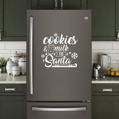 Vinyl Wall Art Decal - Cookies and Milk for Santa - 21" x 23" - Christmas Holiday Seasonal Sticker - Indoor Home Apartment Office Wall Door Window Bedroom Workplace Decor Decals