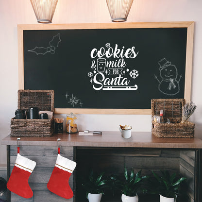 Vinyl Wall Art Decal - Cookies and Milk for Santa - 21" x 23" - Christmas Holiday Seasonal Sticker - Indoor Home Apartment Office Wall Door Window Bedroom Workplace Decor Decals