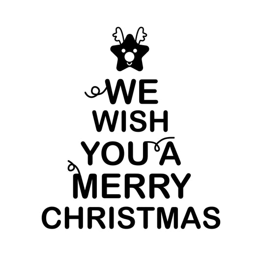 Vinyl Wall Art Decal - We Wish You A Merry Christmas - 26" x 23" - Christmas Holiday Seasonal Sticker - Home Apartment Office Wall Door Window Bedroom Workplace Decor Decals