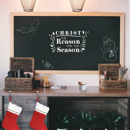 Vinyl Wall Art Decal - Christ The Reason for The Season - 12.5" x 22.5" - Christmas Holiday Seasonal Christianity Sticker - Religious Faith Home Apartment Wall Door Window Work Decor Decals