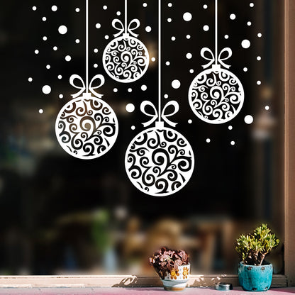 Set of 4 Vinyl Wall Art Decal - Ornaments - 23" x 28" - Christmas Holiday Seasonal Decoration Sticker - Indoor Outdoor Home Office Wall Door Window Living Room Bedroom Decor Decals