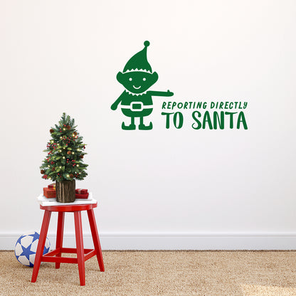 Vinyl Wall Art Decal - Reporting Directly to Santa - 22.5" x 35" - Christmas Holiday Seasonal Sticker - Home Apartment Wall Door Window Bedroom Living Room Work Decor Decals