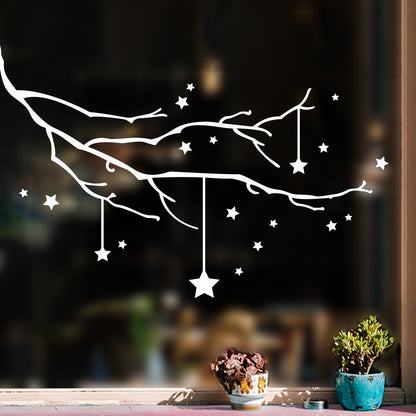 Vinyl Wall Art Decal - Starry Tree - 22.5" x 34" - Christmas Holiday Seasonal Sticker - Home Nursery Apartment Playroom Wall Door Window Bedroom Living Room Work Decor Decals