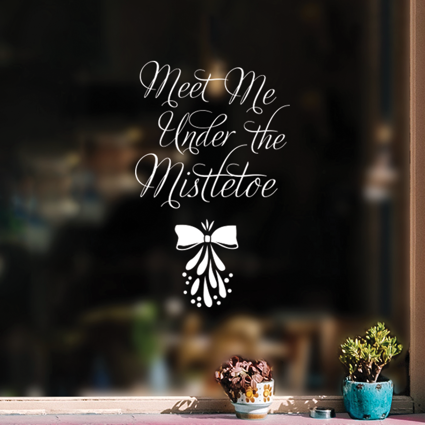 Vinyl Wall Art Decal - Meet Me Under The Mistletoe - 22.5" x 14" - Christmas Seasonal Holiday Decoration Sticker - Indoor Outdoor Home Office Wall Door Window Bedroom Workplace Decals