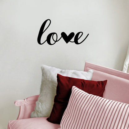 Valentines Day Vinyl Wall Art Decal - Love - 10" x 20" - Modern Love Heart Trendy Home Living Room Bedroom Sticker - Cute Indoor Outdoor Quote for Office Workplace Apartment Decor